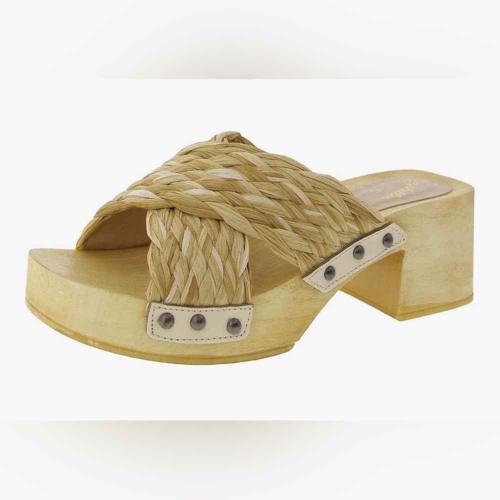 Seychelles Beige Mules with Woven Design and Flat Sole